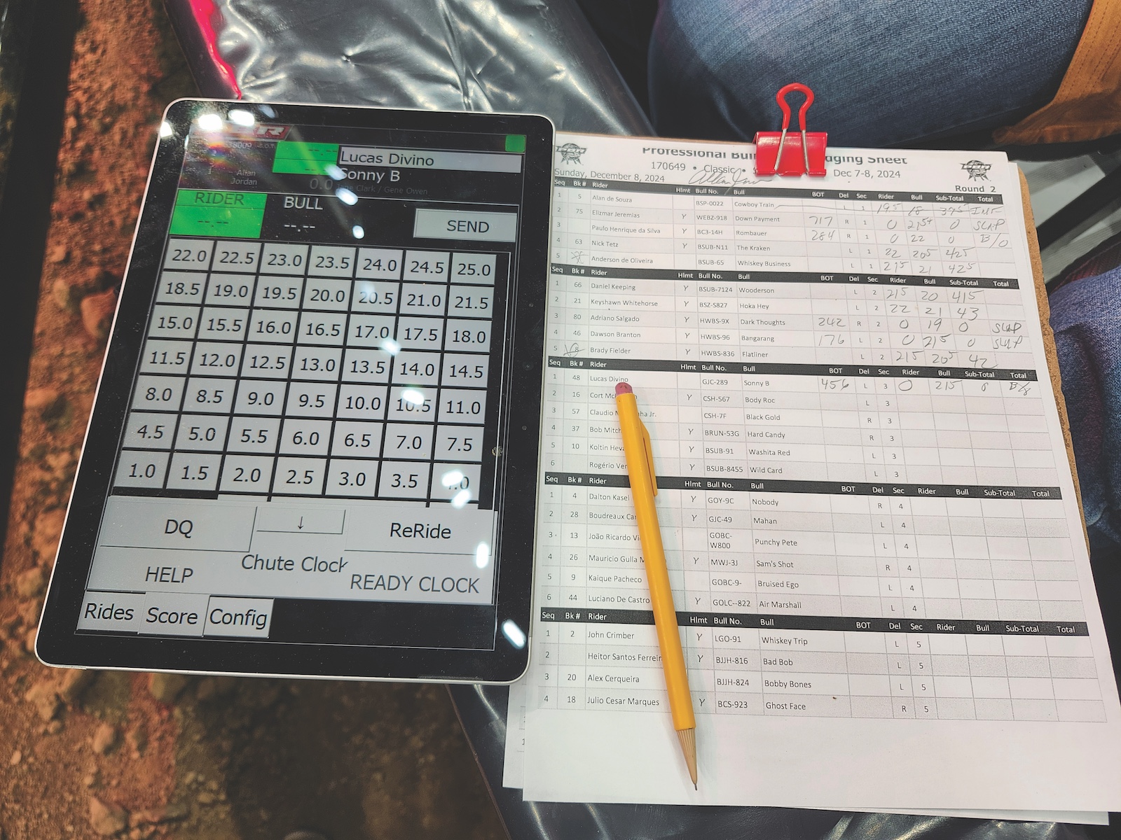 Within seconds of a qualified ride, the judge has to submit scores for both bull and rider