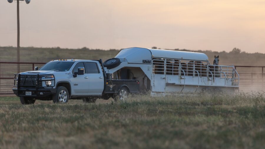 Truck and trailer on the Pitchfork ranch. Photo by Tammy Sronce