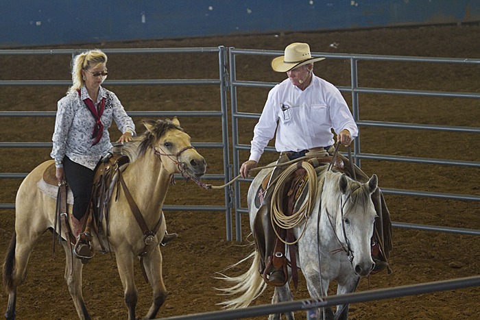 Buster and Sheryl McLaury present a colt-starting demonstration.
