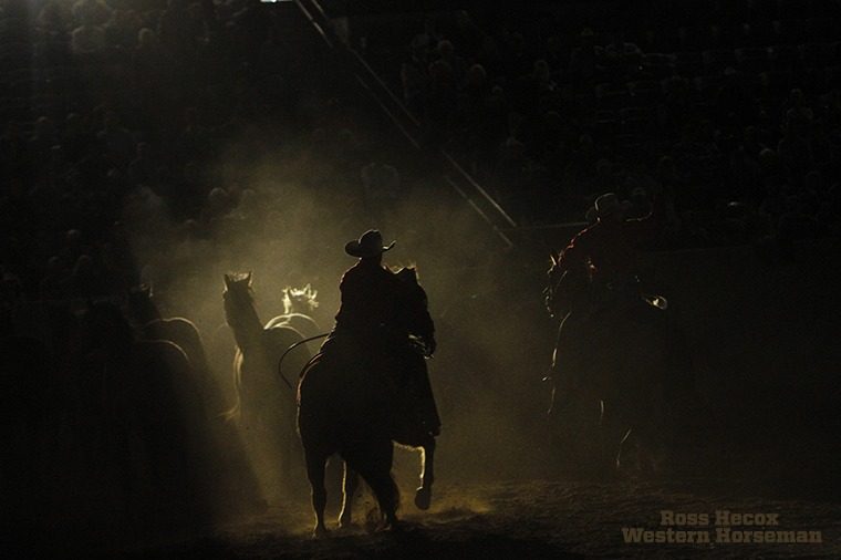 Road to the Horse kicks off this weekend, March 18–20, in Lexington, Kentucky. I captured this image at the colt-starting competition several years ago. It's cowboys of the Four Sixes Ranch in Guthrie, Texas, bringing the young horses into the coliseum. Each year, Road to the Horse contestants select which horse they will start under saddle for the competition, and for the past several years the Four Sixes has provided the stock.