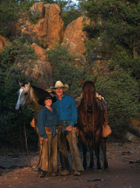 Gail Steiger and Amy Auker with two horses.