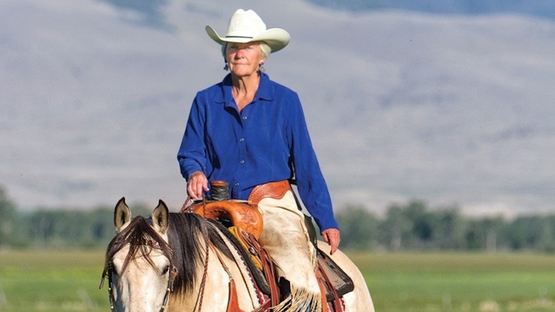 Floydena Garrison riding on horse