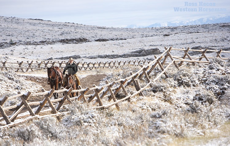 I wasn't banking on snowfall when I booked a trip to Montana in early October several years ago. It was sort of a nice surprise, as it created some unexpected photo ops, like this shot of Randy Rieman ponying a horse down his driveway. Rieman and I had plans to get photos for an article on introducing a horse to roping. Fortunately, the snow had melted in his round corral where we did the photo shoot, and the sun came out. The article appeared in the January 2010 issue of Western Horseman.