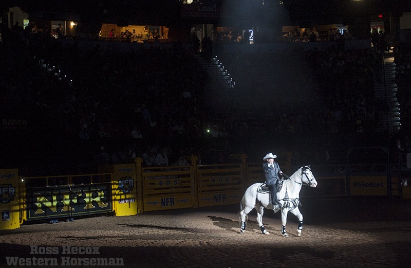 PRCA Honoring Cotton Rosser in the arena at the NFR