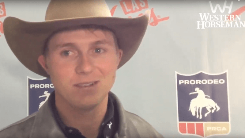 Trey Yates talking during interview at the NFR