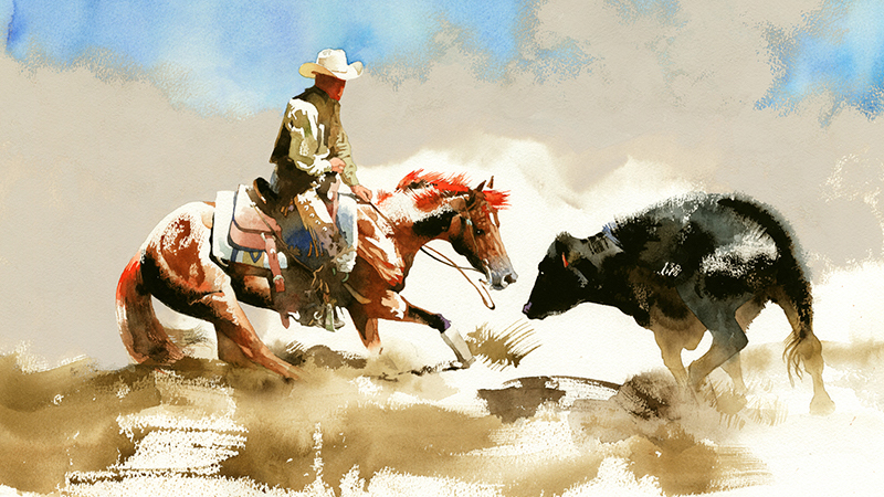 Don Weller painting "Black Bovine Boogie"