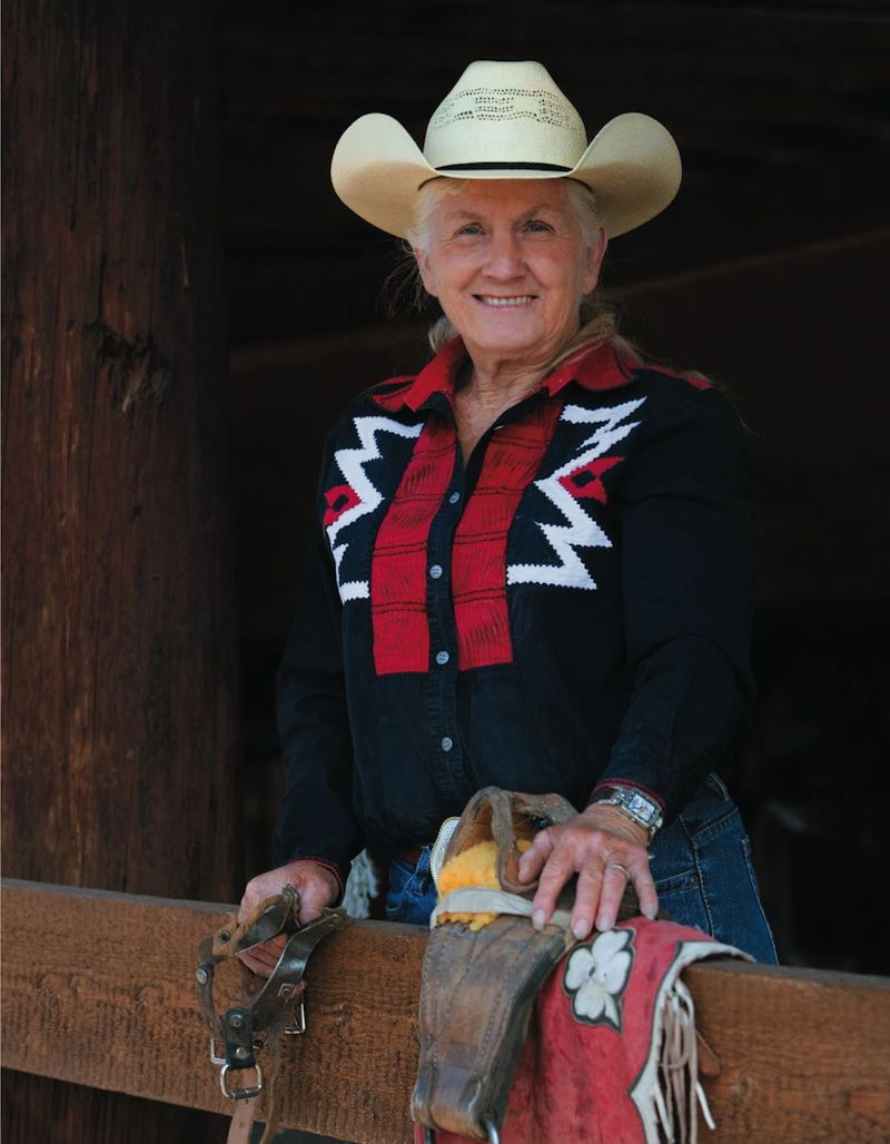 Jan Youren standing with chaps and bareback riggin