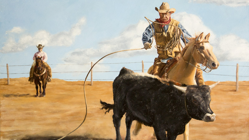 youth art painting of cowboy heeling submitted for 2019 Youth Art Contest