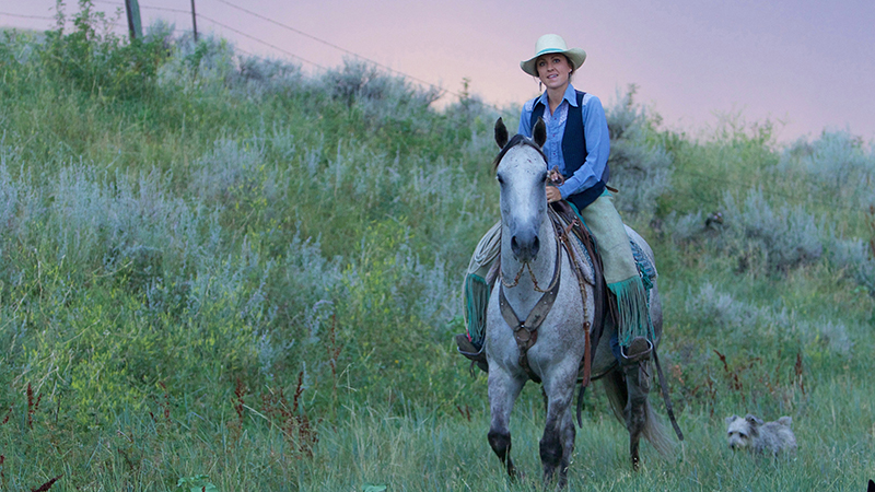 Women of the West Star Whitt rides gray horse