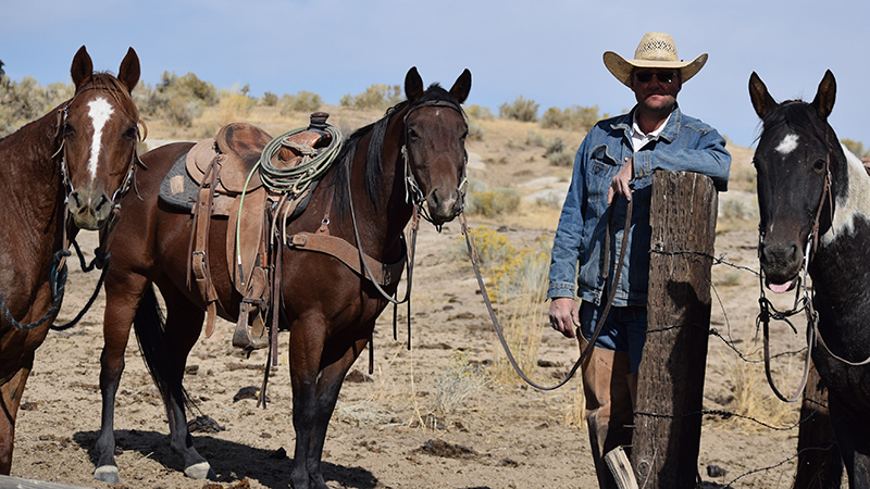 Cowboy Jim Young at cow camp