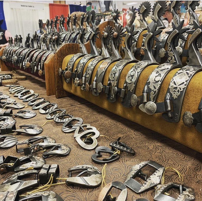 Spurs, buckles and other tack was for sale at the WRCA trade show.
