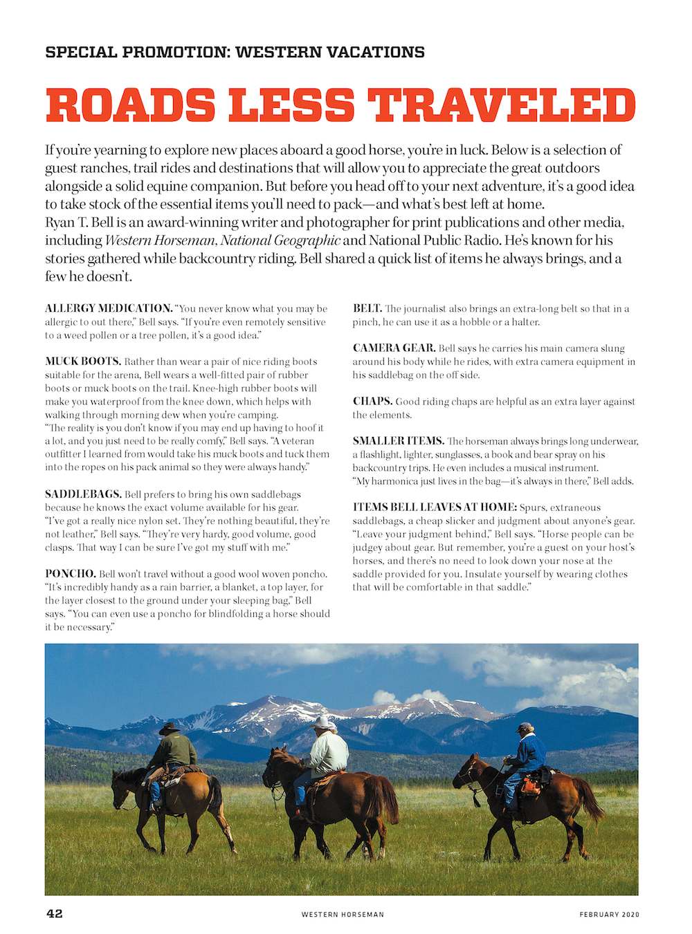 Western Horseman magazine Western Vacation special ad section first page