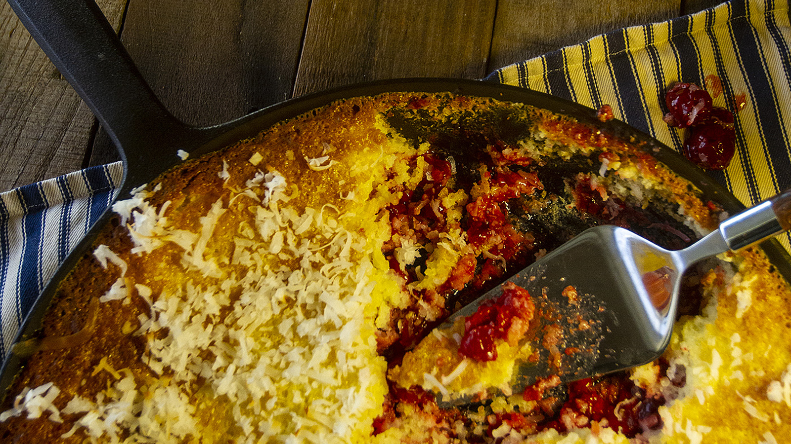 Try this delicious cherry macaroon skillet dessert by Kent and Shannon Rollins.