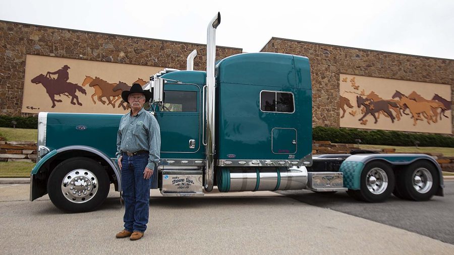 Rick Linneman visits the National Cowboy & Western Heritage Center with his semi.