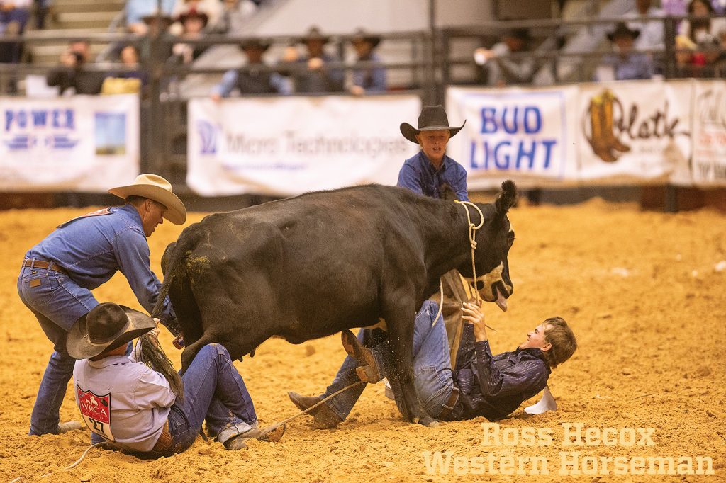 Cowboys from the Hatchet and Willows Ranch compete in ranch rodeo