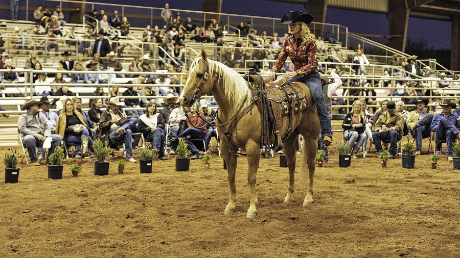 Sarah McKibben shows off her sale horse