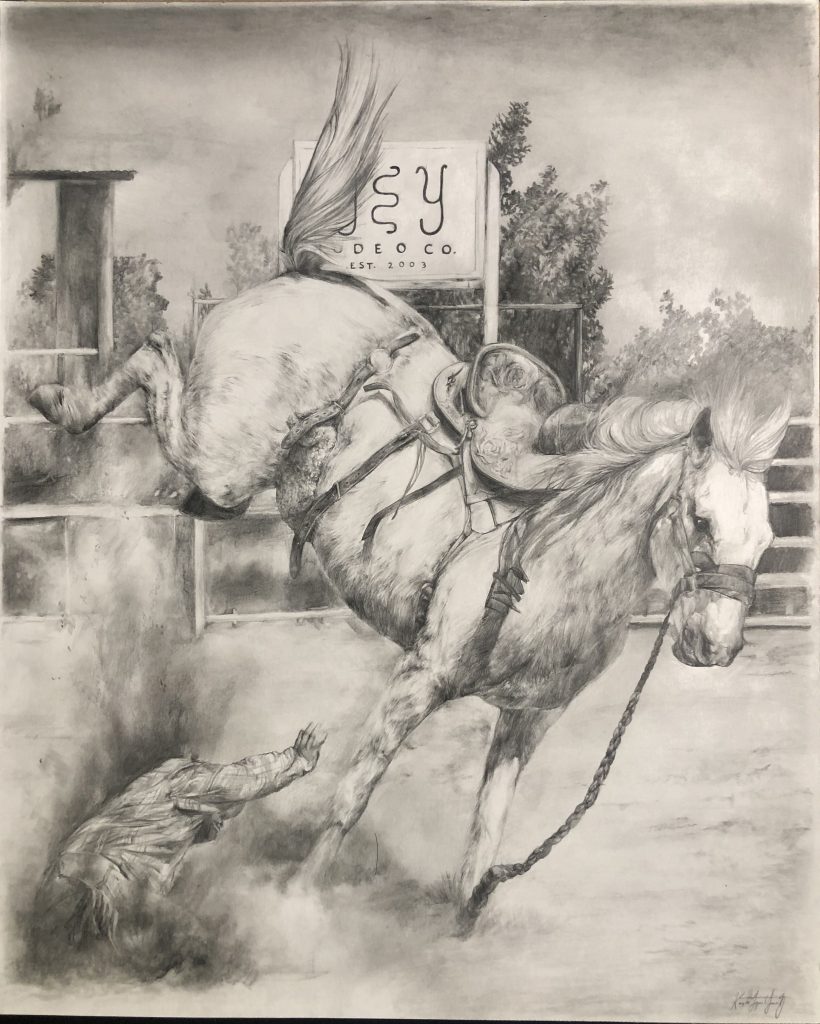 The Buckle He Never Won, by Kayte Yanez, won reserve in the 14-18 Western Horseman Youth Art Contest