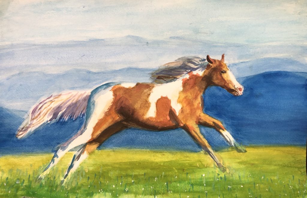Running to Freedom won the 9-13 age division in the Western Horseman Youth Art Contest