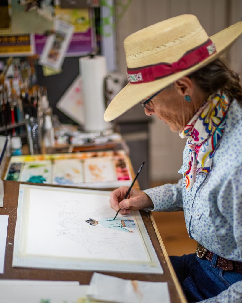 Valerie Coe paints in watercolor