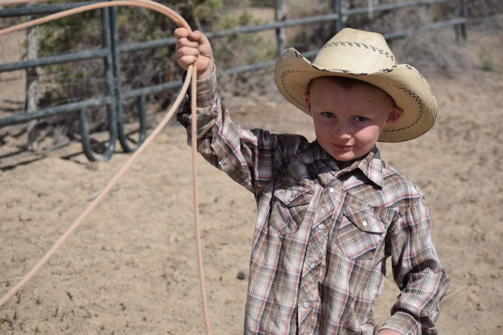 Young cowboy Milo Young always has a rope in his hand.