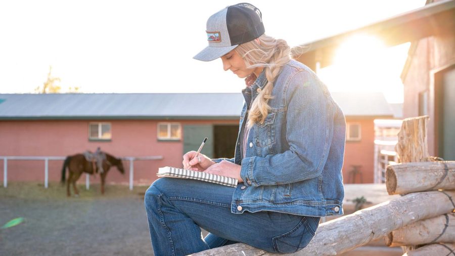 Leann Ashurst sketches at Babbitt Ranches.