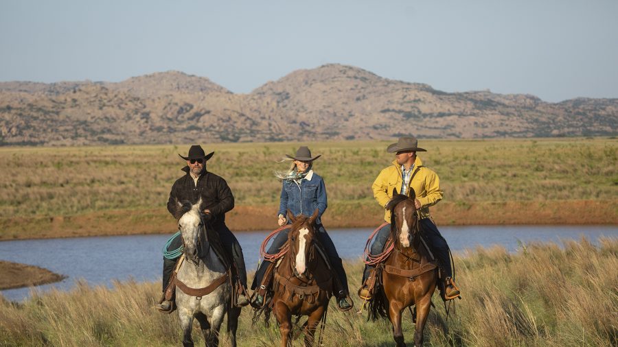 A scene from the Western Horseman fall apparel photo-shoot