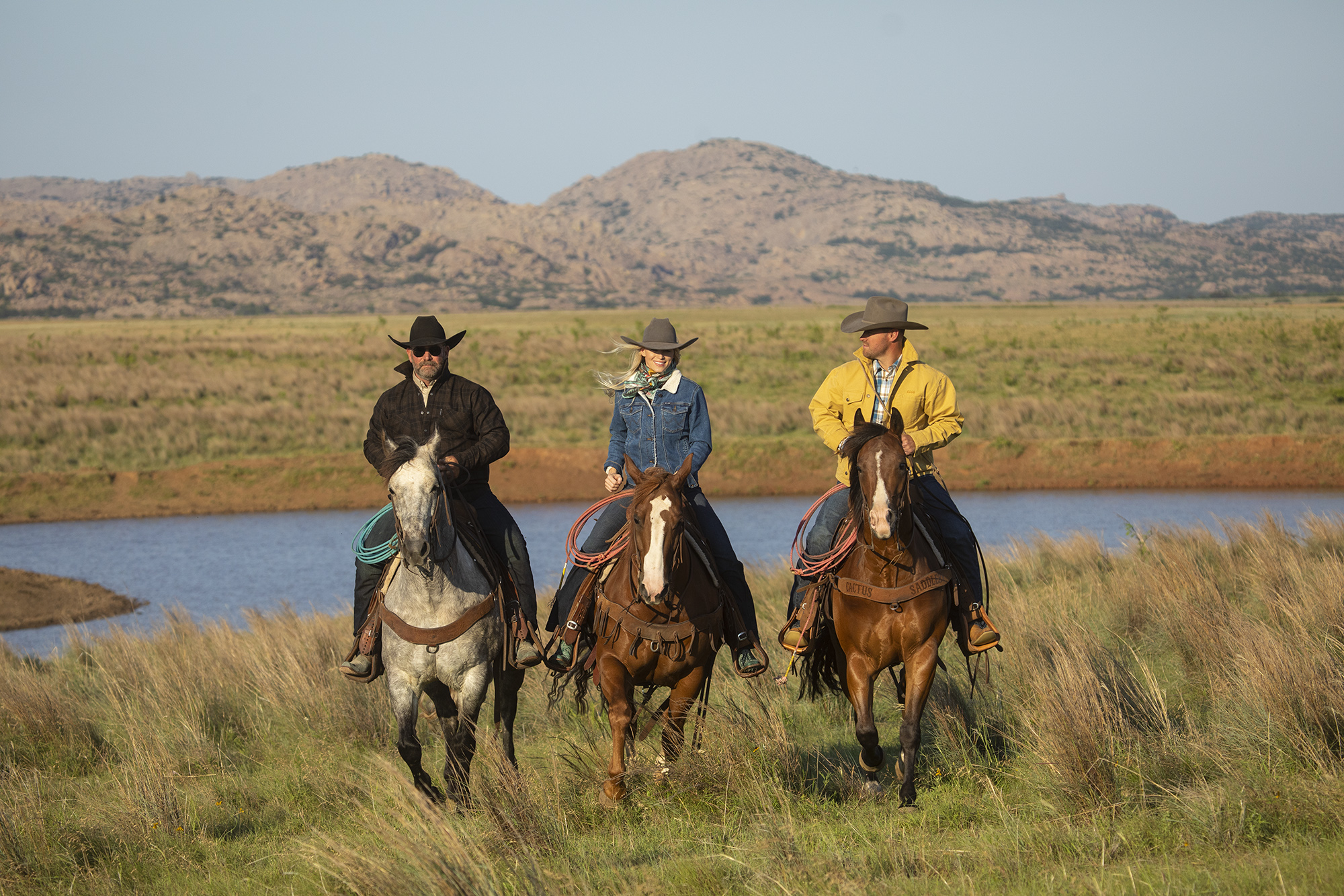 A scene from the Western Horseman fall apparel photo-shoot