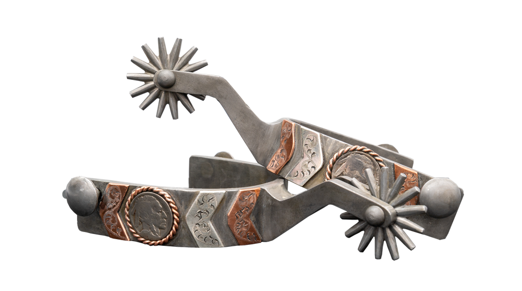 Custom engraved spurs.