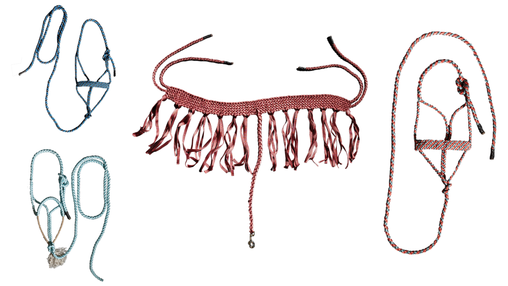 Muletape halters and breastcollar.