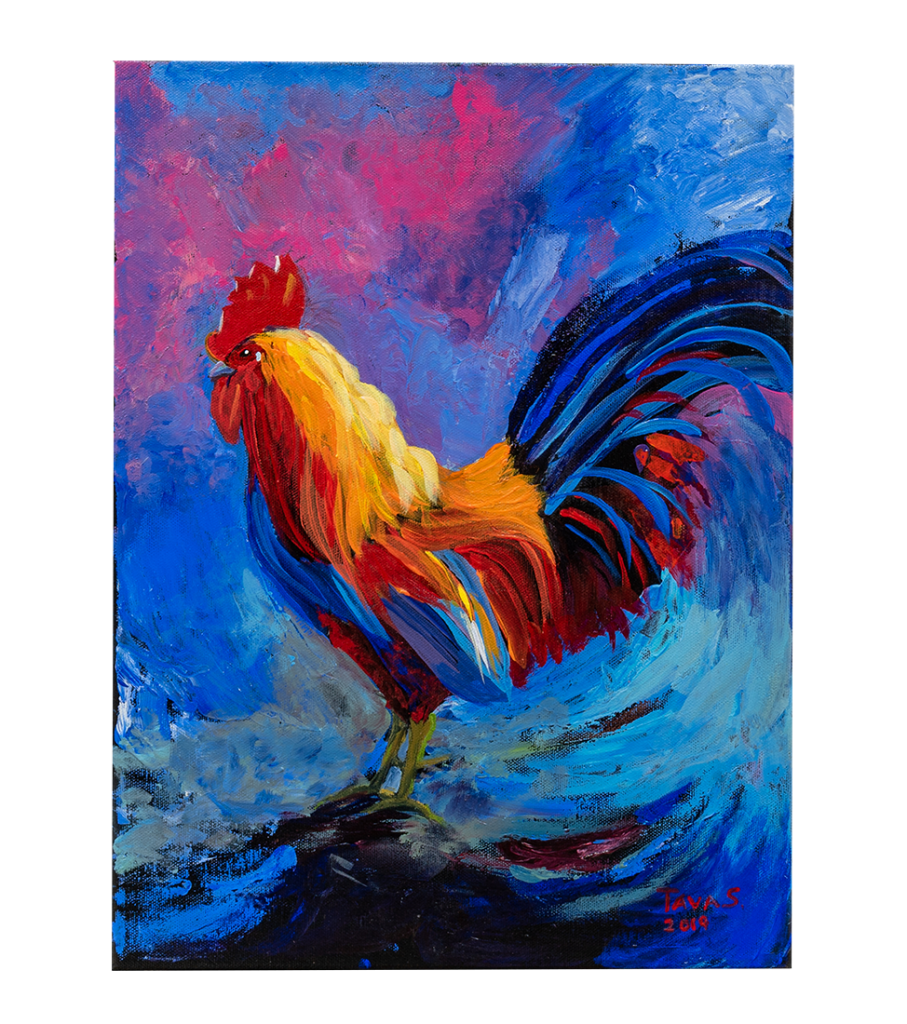 Rooster painting by Tava Sexton.