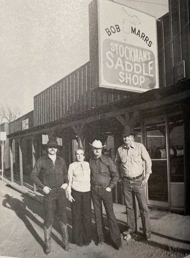 Bob, Betty, Sam and Elbert outside the Stockmans Saddle Shop
