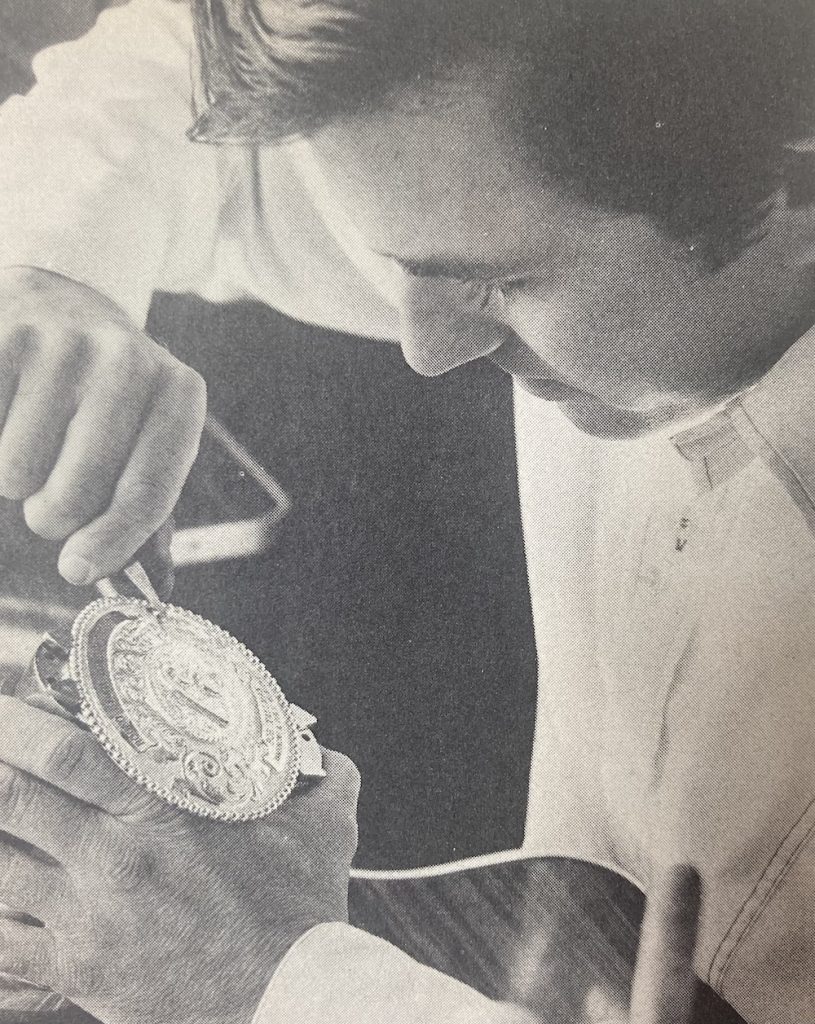 Gary Gist, goldsmith and silversmith from Lakeside, California, sometimes won the trophies he made himself. 