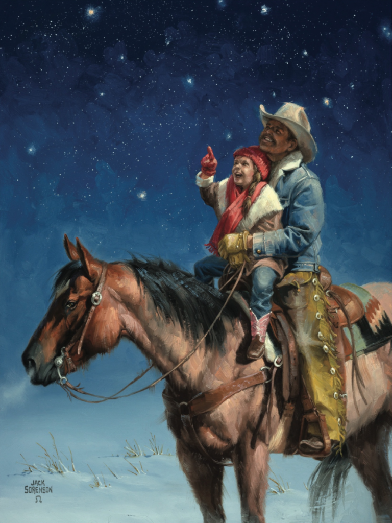 Artist Jack Sorenson revels in the Christmas spirit as he creates holiday paintings that appear on the covers of Western Horseman.