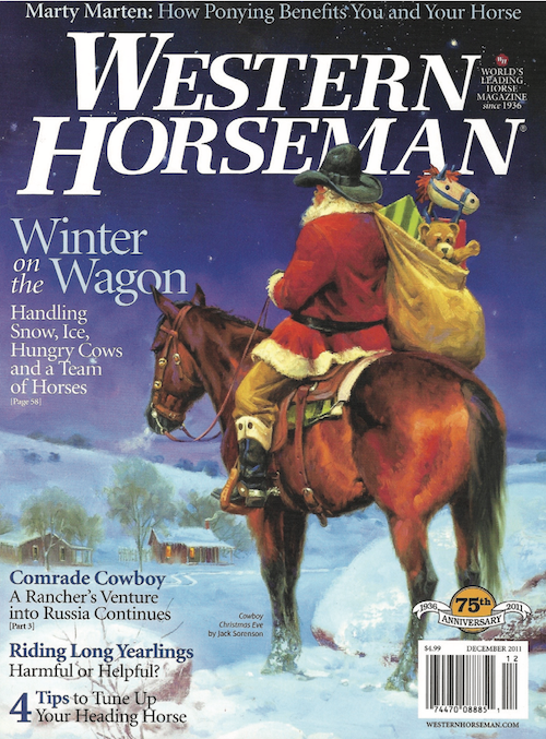 Artist Jack Sorenson revels in the Christmas spirit as he creates holiday paintings that appear on the covers of Western Horseman.