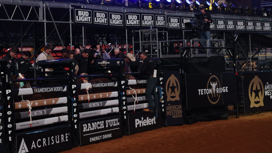 The bucking chutes of The American Rodeo.