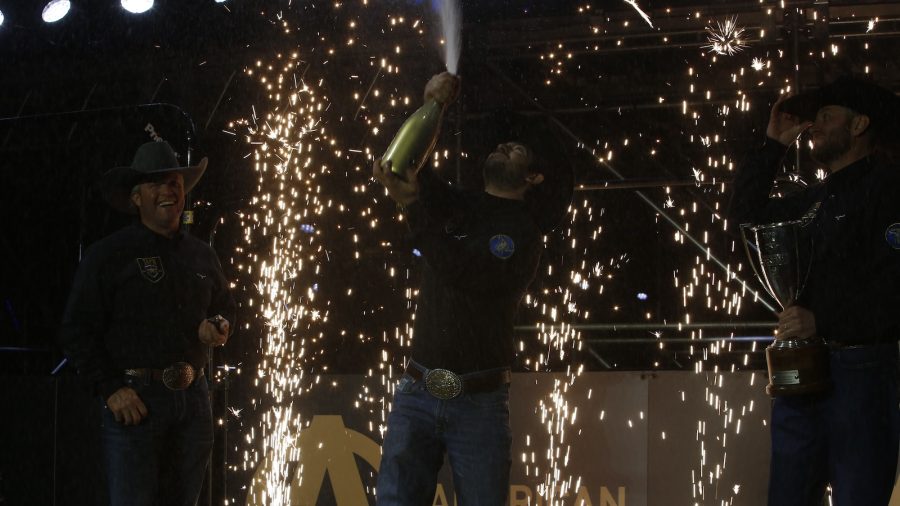 Casey Deary, Adan Banuelos and Clayton Edsall celebrate their win at The American Performance Horseman.