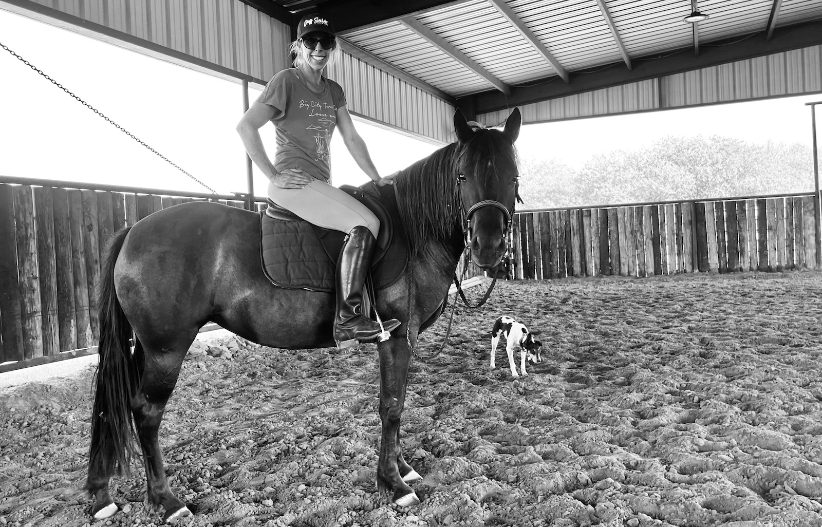 Kelli Neubert on her horse in an English saddle