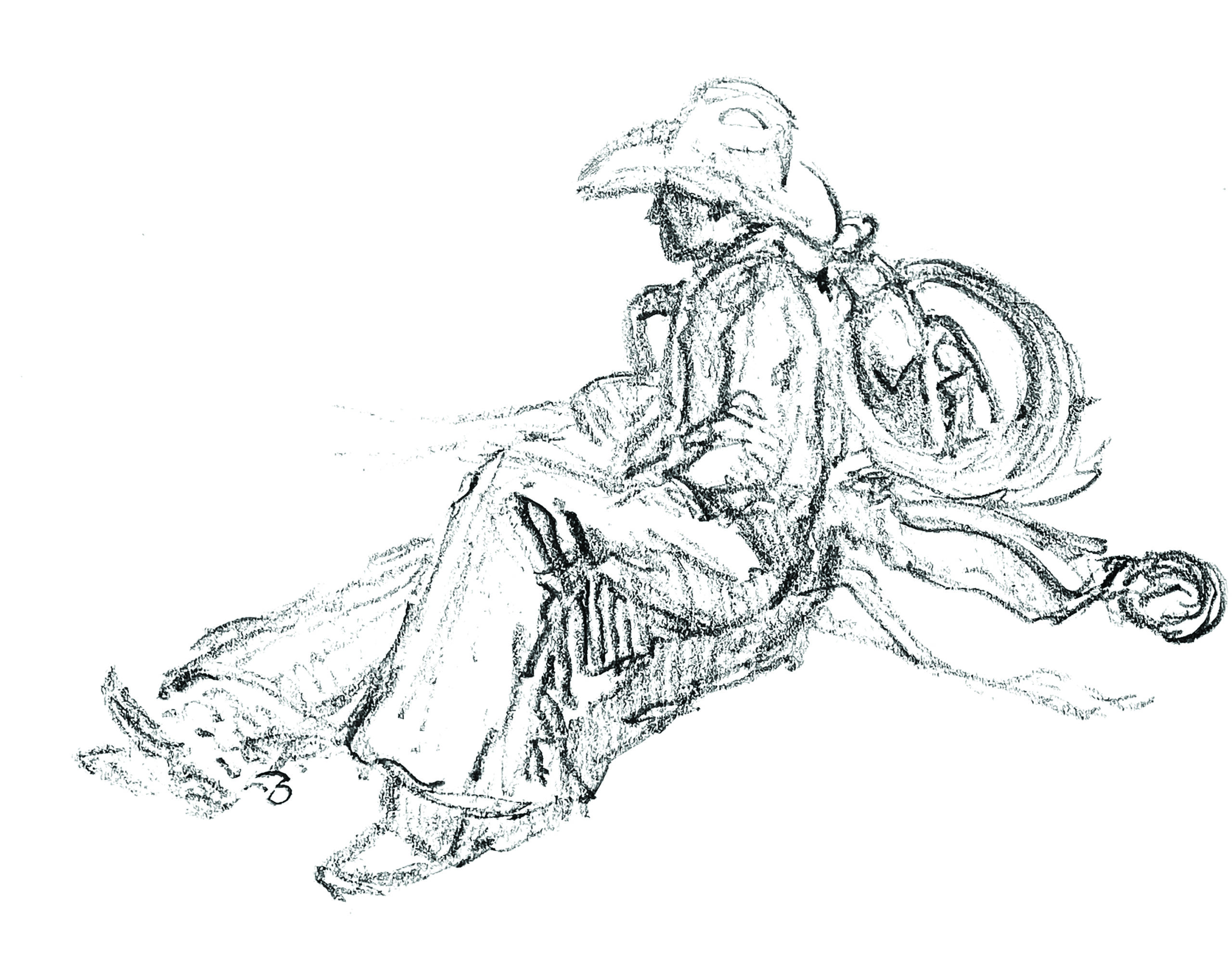 Cowboy sketch by cowboy artist Teal Blake
