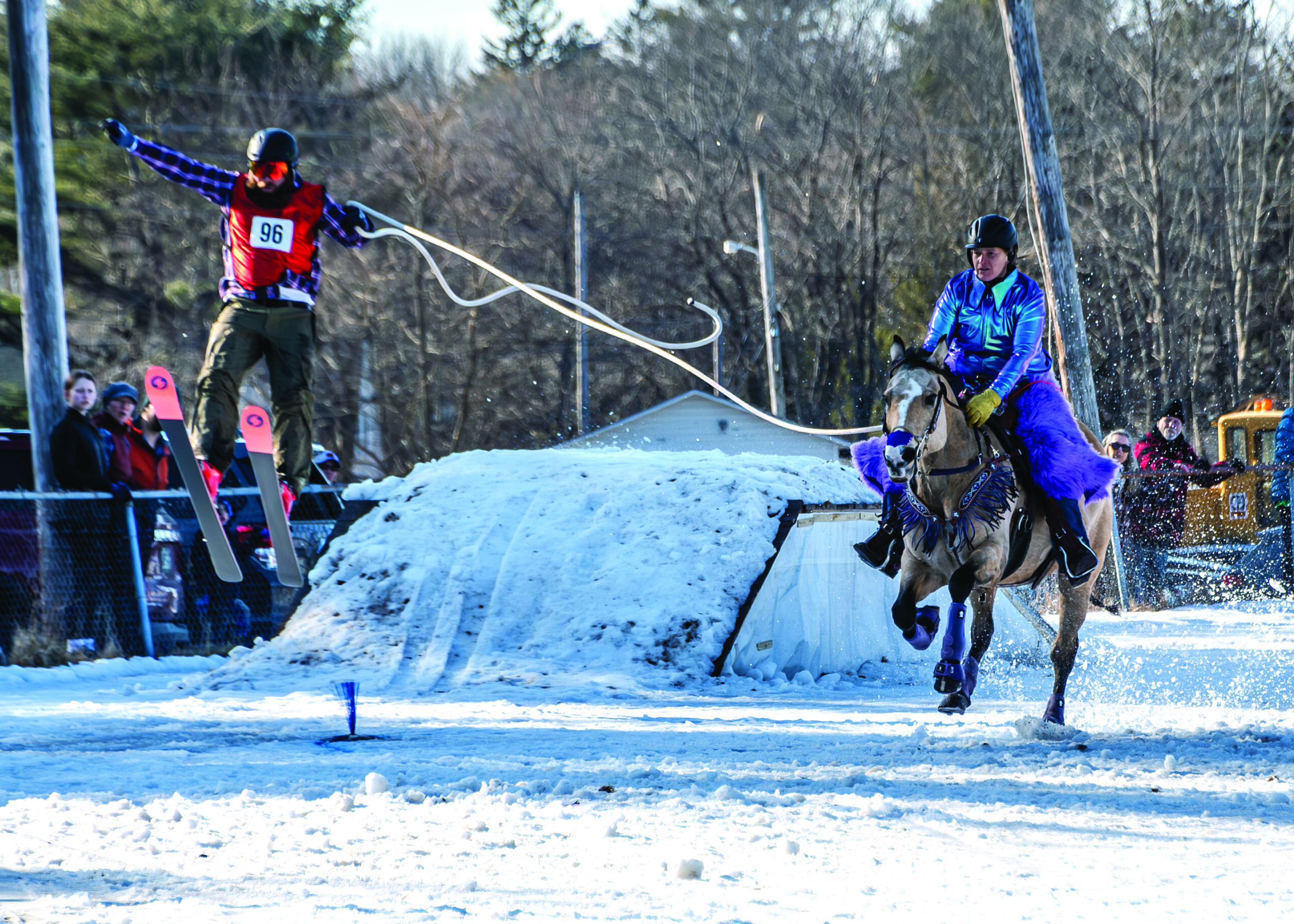 Mel Merchant says fitness is everything with skijoring, and she breezes at least once a week and keeps her horse muscled up. Photography by Jamie Lawler Photos.