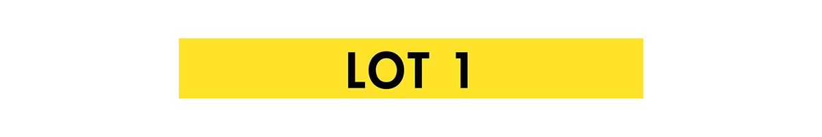 yellow box with black lot 1 label