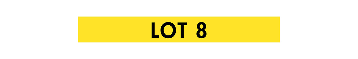 yellow box with black lot 8 label