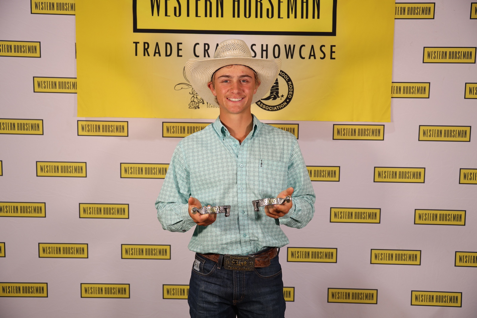 Rider Linke with his custom handmade rasp spurs