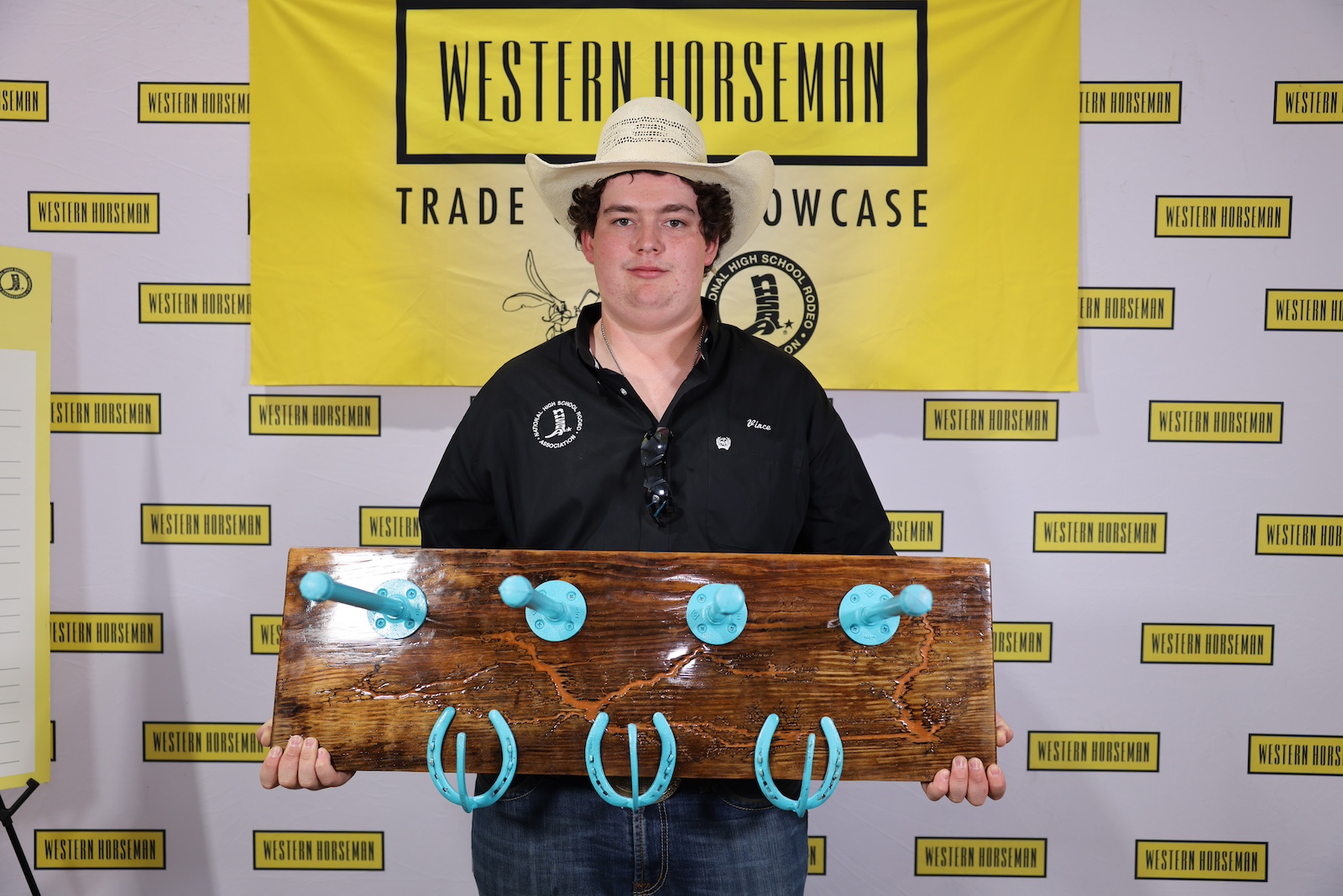 Vincent Patrick "Vince" Skinner with his Cowboy hat & coat rack (horseshoes/pipe)