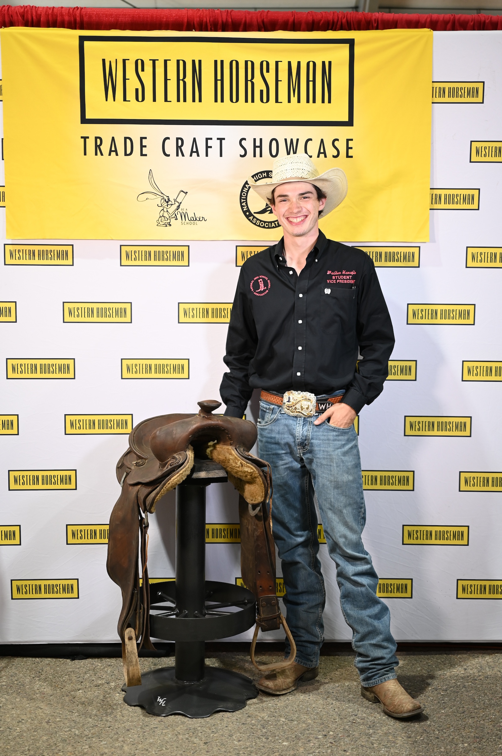 Walker Hanafin with his saddle bar stool