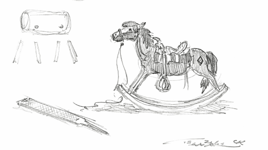 sketch of the wooden cowponies