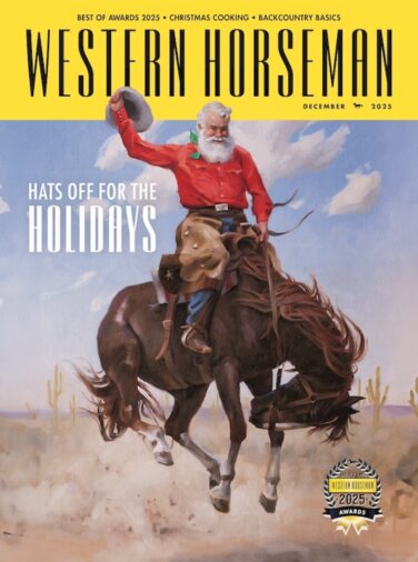 Santa riding a bucking bronc