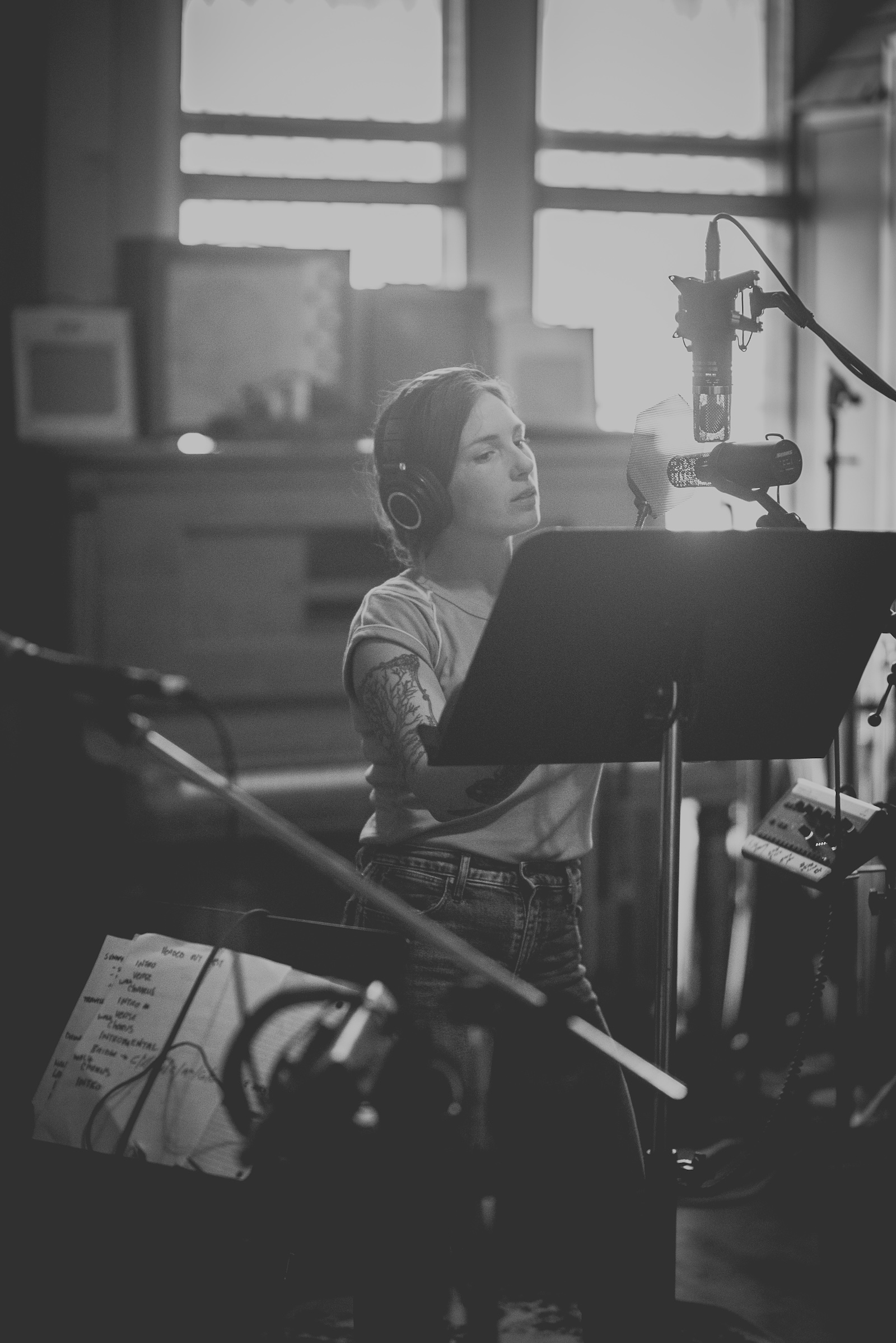 Jade Brodie recording in studio. Photo credit: Bethany Johanna Weiss