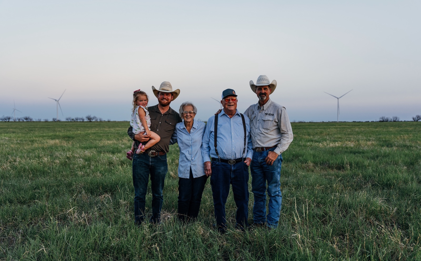 Tucker is the sixth generation of the Brown family. Holding his daughter Rayley, the seventh generation, he’s pictured with his grandparents, Peggy and Rob, and his dad, Donnell.